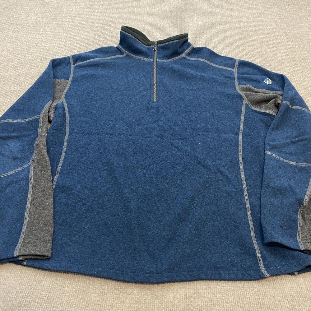 Kuhl Kashmira Sweatshirt Mens XL Blue 1/4 Zip Fleece Pullover ALTERED Length